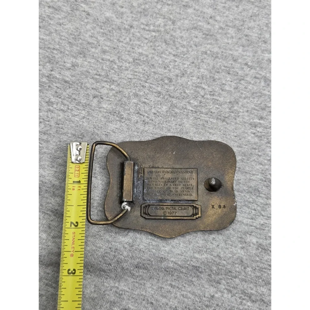Vintage 2nd Amendment Crossed Rifles Solid Brass Belt Buckle